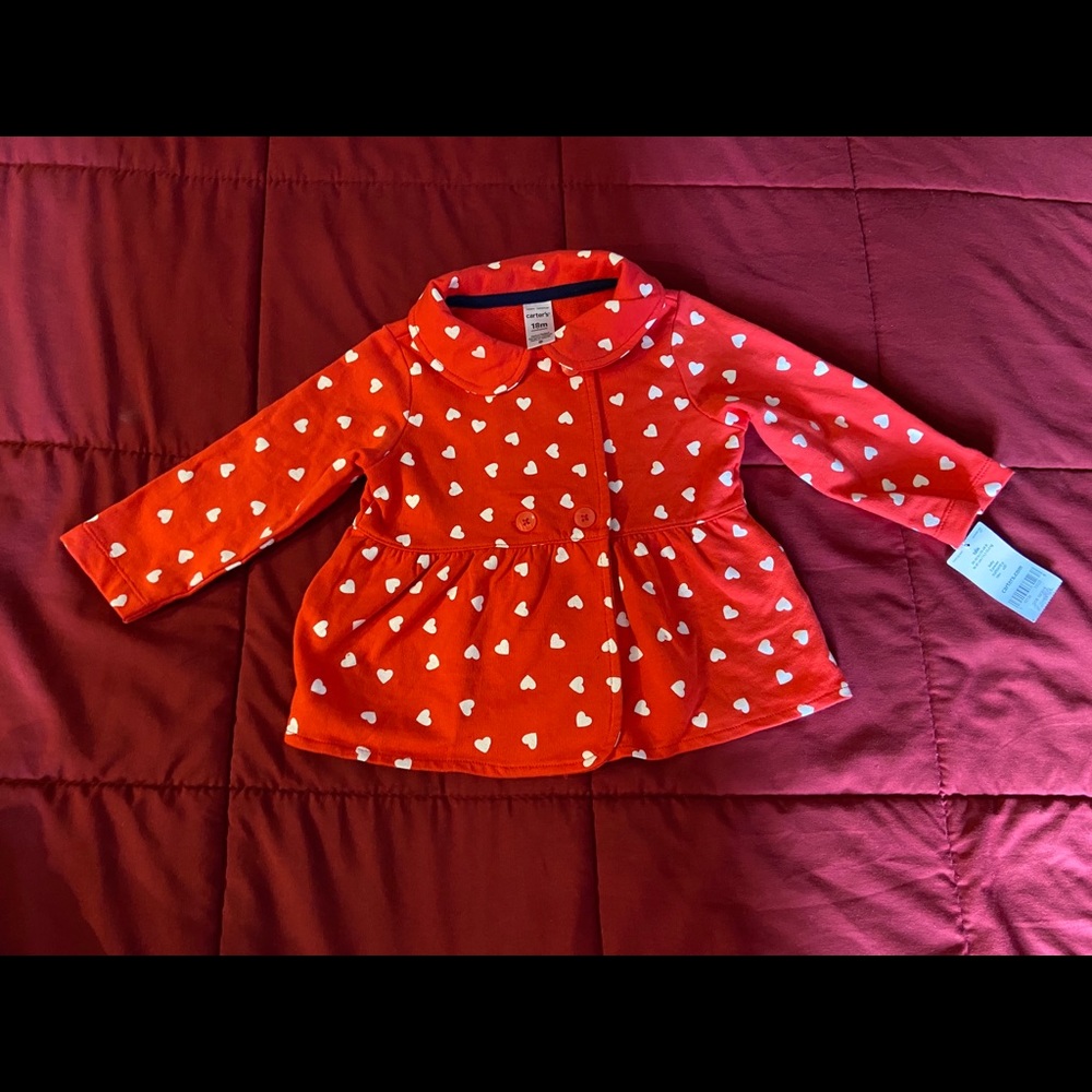 Red w/ white hearts Little girls coat